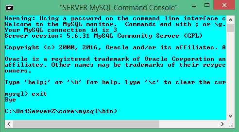 Standard command window